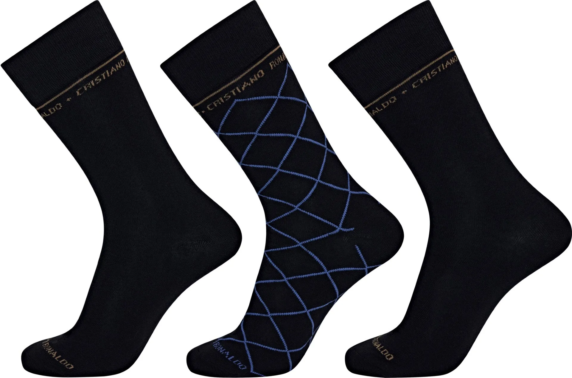 CR7 Men's Cotton Blend 3-Pack Fashion Socks, multicolor
