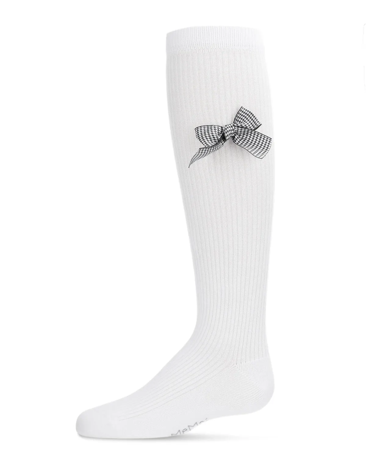 MeMoi Herringbone Thin Ribbed Kneehigh Socks White