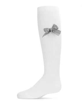MeMoi Herringbone Thin Ribbed Kneehigh Socks White