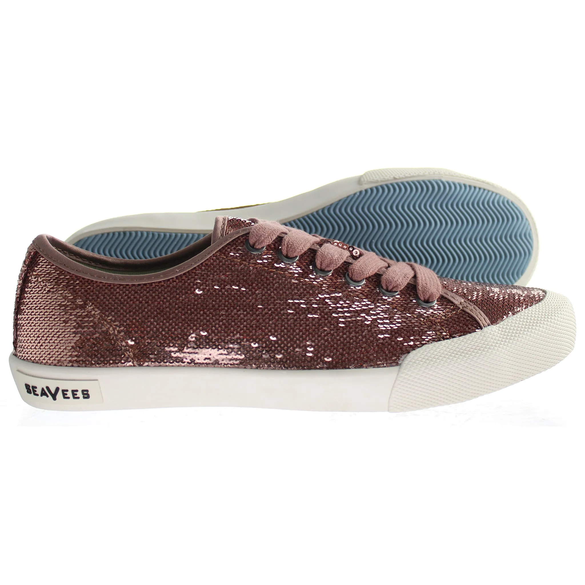 Seavees Monterey Rose Gold Woven Sequins Cambria Sneaker Pink Womens Shoes