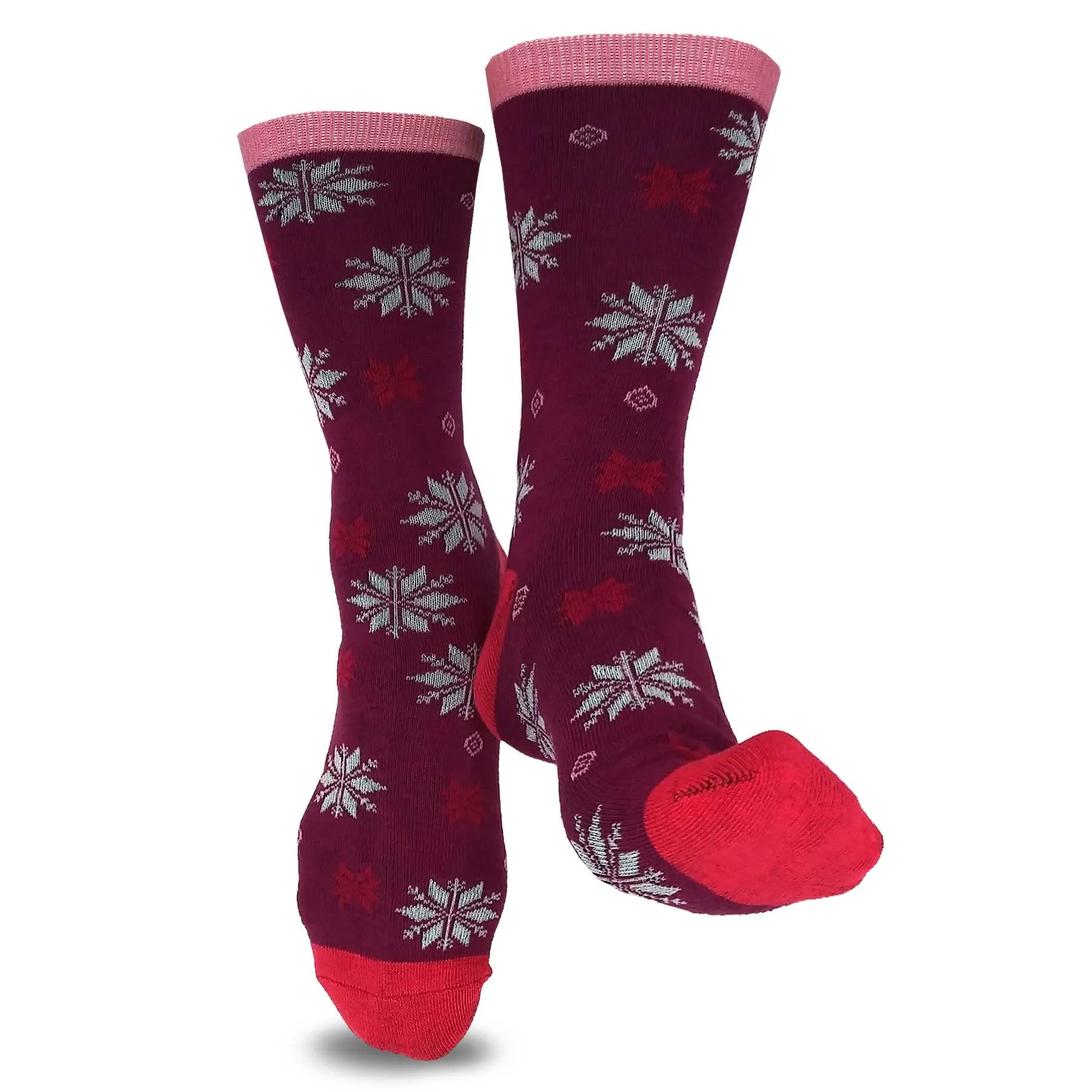TeeHee Socks Women's Casual Polyester Crew Snowflake 6-Pack (11636)